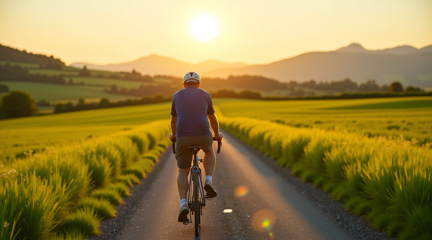 Scenic cycling path through green countryside with mountain views in Limerick